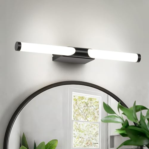 ECOBRT LED Spiegelleuchte Badezimmer 40cm – Wandleuchte mit Schalter, IP44 wasserdicht, 4000K Neutralweiß, für Spiegelbeleuchtung & Waschtisch, Schwarz
