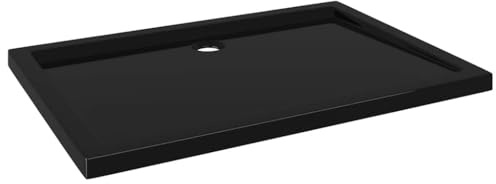 vidaXL Plato de ducha rectangular negro ABS 80x110 cm