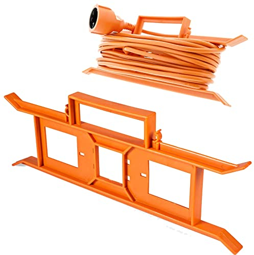 TronicXL Lot de 2 Enrouleurs de câbles pour câble d'alimentation, rallonge, guirlandes lumineuses, rangement, enrouleur de câble à vide, 10 m, 15 m, 20 m, orange