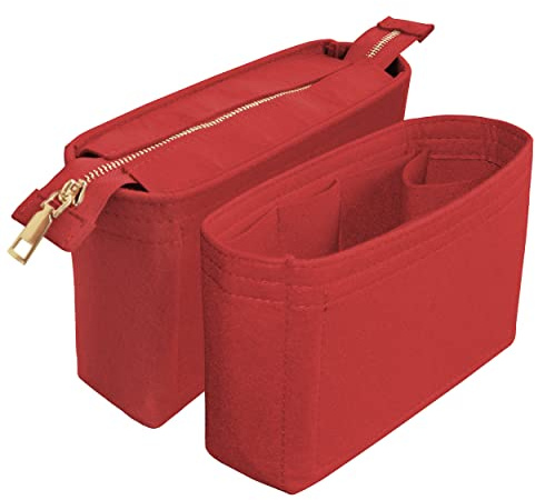 TTdayup Felt Tote Bag organizer with Zipper Small Purse Organizer Insert With 2 Packs fits NeoNoe Series,Red