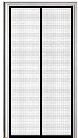 Custom Sizes Magnetic Fly Screens for Doors, Heavy Duty Fiberglass Mesh Curtain with Full Frame Hook&Loop, Shut Automatically Powerful Magnets Insect Door Screen Black