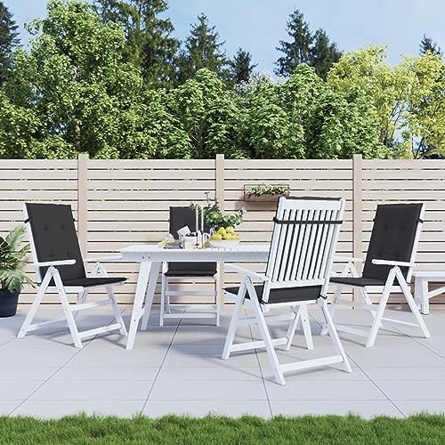 LAPOOH Gartenstuhlauflagen 4 STK Sitzauflagen Gartenmöbel, Gartenstuhlauflagen, Hochlehner Auflagen, Auflagen Hochlehner, Stuhlauflagen, Schwarz 120x50x3 cm