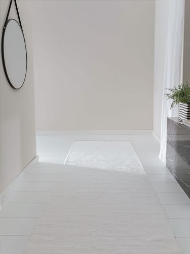 benuta Pop Alfombra Algodón Tom - Crema 80x250 cm - Tejida a Mano para Dormitorio, Sala de Estar y Salon - 100% Reciclado - Apta para Suelos radiantes