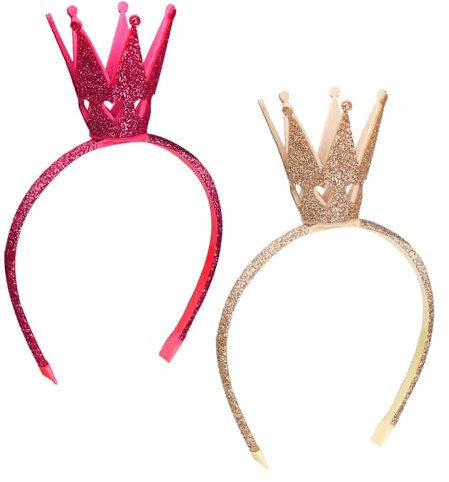 2 Diademas De Corona, Corona Dorada Con Brillo, Corona Con Brillo Rojo Rosa, Corona De Cumpleaños, Corona De Reina, Accesorios Dorados Para El Cabello, Corona Infantil
