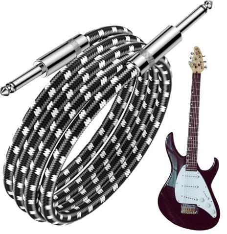 Générique Câble pour Guitare Électrique - Câble Basse Ampli 3 Mètres,Fil Blindé Connecteurs Droits pour Studio Scène Clavier Basse Ukulélé