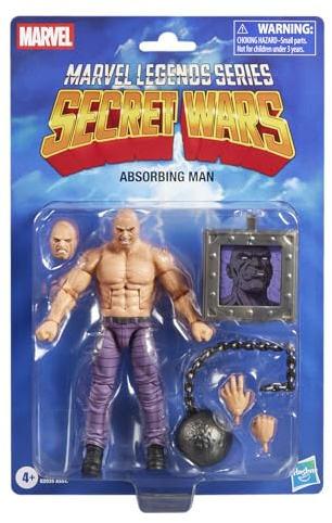 Marvel Legends Series Secret Wars Absorbing Man, Retro Marvel Comics Collectible 15-cm Action Figure with Lenticular Shield