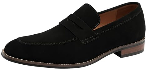 ANUFER Hommes Véritable Cuir en Daim Penny Mocassins Beau Slip-on Formel Chaussures Habillées