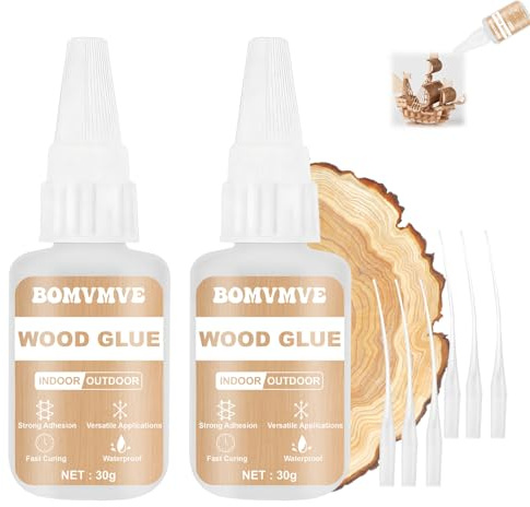 BOMVMVE 60g Colle a Bois Extra Forte, Colle a Bois Extra Forte Prise Rapide, pour Meubles en Boi-s, Produits et Artisanat en Boi-s