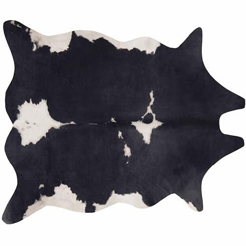 Oviala Tapis Imitation Peau de Vache L 155 x 190 cm Noir
