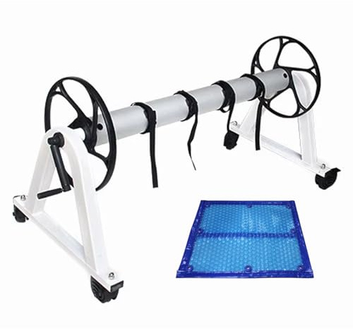 Carrete de piscina para cubiertas, rodillo telescópico de aluminio con ruedas y manivela para piscinas enterradas y sobre el suelo