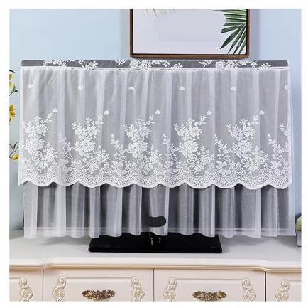QMVDOJR Paraluce For TV, Copertura Antipolvere, Custodia For TV In Pizzo, Non Prendere Un Asciugamano In Tessuto Curvo Da Appendere, Da 55 Pollici, 65, Quando È Acceso(02,55 inches)