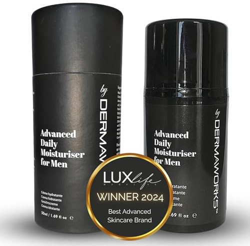 CREME HYDRATANTE VISAGE HOMME - Soins pour le Visage Anti Ride Puissant et Naturel pour Homme avec Acide Hyaluronique, Vitamine E et Huile de Cassis - Creme Anti Rougeur Apres Rasage de DERMAWORKS