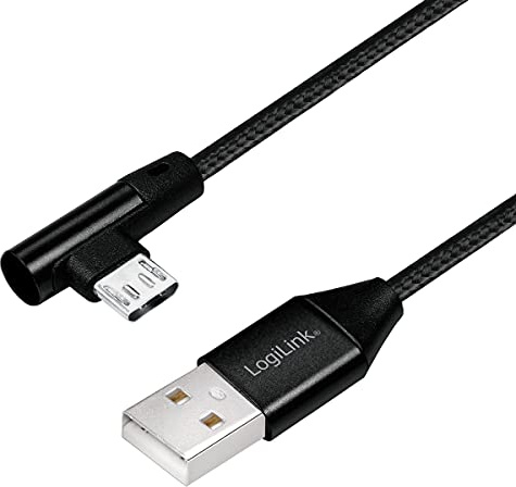 Câble de raccordement USB 2.0 vers Micro-USB coudé à 90° Noir 1 m