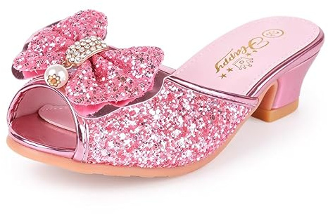 Monissy Principessa Princesse d'Hiver Mules Tacco Alto Pantofola Bocca di Pesce Paillettes Due Fiocchi di Pelle Princesse d'Hiver Distintivo Distintivo Perline Colorate con Intarsio di Cristallo