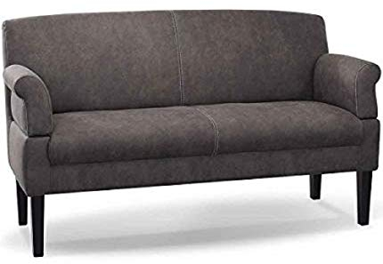 CAVADORE 3-Sitzer Küchensofa Malm, Sitzbank für Küche oder Esszimmer in Lederoptik, Inkl. Armteilverstellung, Federkern und moderner Kontrastnaht, 182 x 97 x 78, Mikrofaser: grau