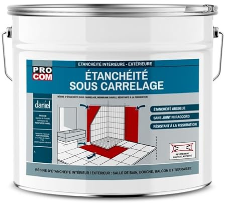 PRO COM Etancheite sous carrelage, douche, salle de bain, cuisine, pièce humide - Resine d'imperméabilisation, protection à l'eau 10 litres