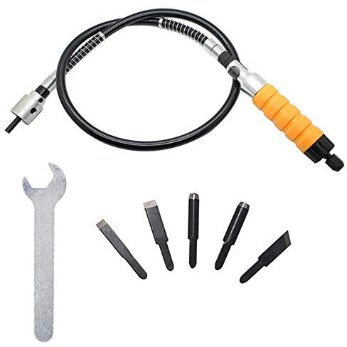 POWERTOOL - Set di scalpelli elettrici, strumenti per incisione su legno, trapano elettrico, albero flessibile, fai da te (include asse flessibile)