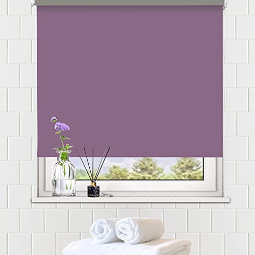 LUCKUP 100% Blackout Waterproof Fabric Window Roller Shades Blind, Thermal Insulated,UV Protection,for Bedrooms,Living Room,Bathroom,The Office, Easy to Install 112 x 183 cm(Aubergine)