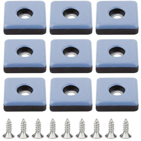 DXLing 24 Stück Teflon Möbelgleiter zum Schrauben 25x25mm Bodengleiter | Teflon Möbelgleiter zum Schrauben Rechteckig Stuhlgleiter Teppichgleiter Gleiter Furniture Glides für Möbel Sessel Stuhlbeine
