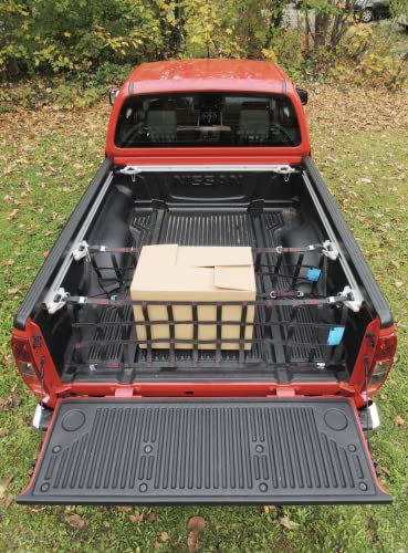 PickUpNetz Dr. Thiel® LadeflächentrennNetz 440 x 1350 mm FrachtNetz schwarz Frachtnetz Ladungssicherung Pickup Ladefläche Tailgate Ladeboden Transportnetz