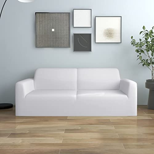 vidaXL Stretch Sofahusse 2-Sitzer Wiederverwendbar Sofabezug Sofa Abdeckung Überwürfe Universal Stretchhusse Sofaschoner Weiß Polyester-Jersey