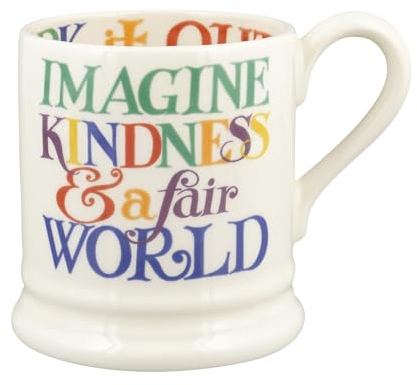 Emma Bridgewater große Tasse 1/2 Pint, Keramik Kaffeetasse groß - Steingut Tasse, Cappuccino, Latte, Kaffee, Teetasse - Schöne Tassen, Geburtstagsgeschenk - Kaffeebecher Regenbogen Schrift Kindness