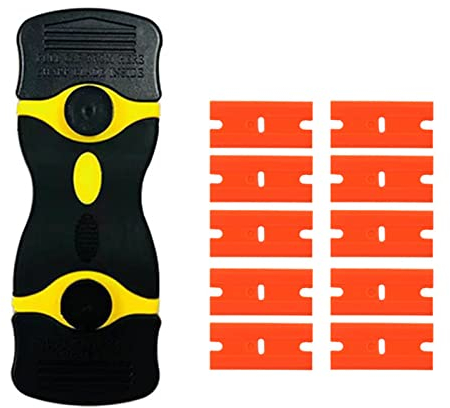 iyunmaen Glass Ceramic Hob Scraper Plastic Scraper Two Sided Sharp Blades for Removing Stains and Glues from Glass and Metal Surfaces(Yellow)