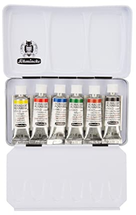 Schmincke HORADAM Aquarell Farbkasten, Special Edition, 6 x 5 ml Tuben, 74870097, Metallkasten, Malset, feinste Premium Aquarellfarben