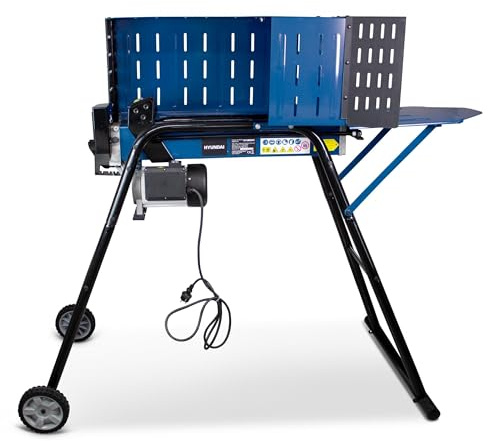 HYUNDAI Fendeur Électrique 2300 W Puissant, Force de Poussée Hydraulique 7 Tonnes, Longueur de Bûche 52 cm, Diamètre 3-25 cm, Roues de Transport, Support de Travail Inclus – HFBE725TS