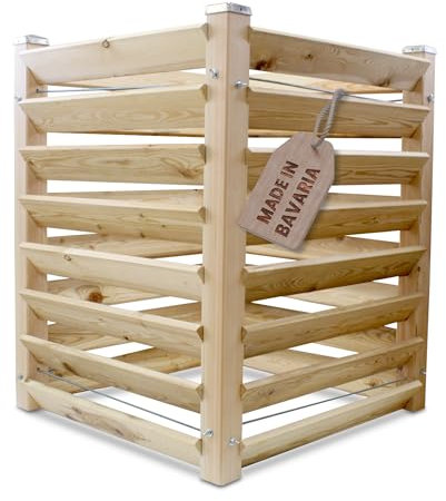 Gartenwelt Riegelsberger Composteur moderne simple env. 80 x 80 cm Hauteur 100 cm En bois de mélèze massif Système d'emboîtement