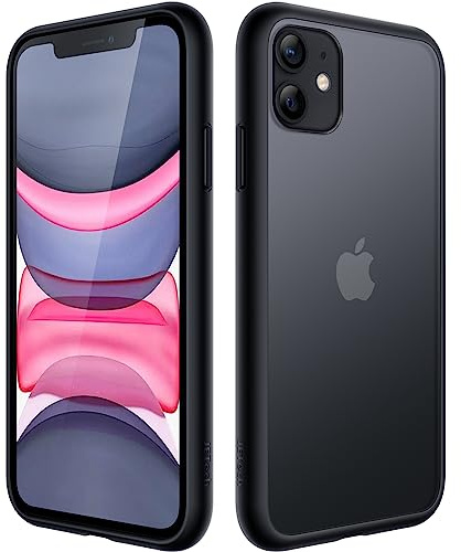 JETech Matte Case for iPhone 11 6.1-Inch, Shockproof Military Grade Drop Protection, Frosted Translucent Back Phone Cover, Anti-Fingerprint (Black)
