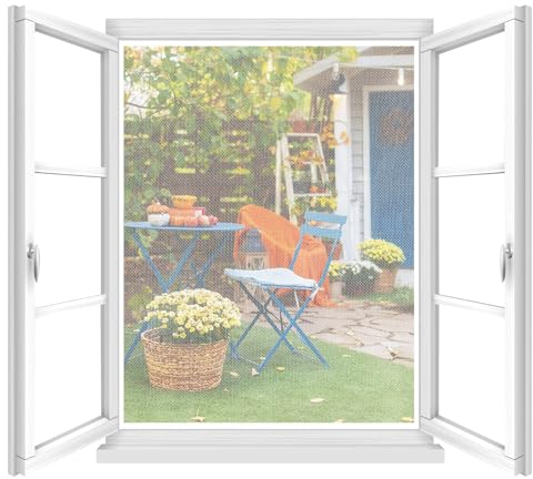 2 Stück Fliegengitter Fenster, 150 X 180 cm Insektenschutz Fenster Zuschneidbar Mückenschutz Fenster mit Selbstklebend Klebeband, Moskitonetz Fenster ohne Bohren – Weiß