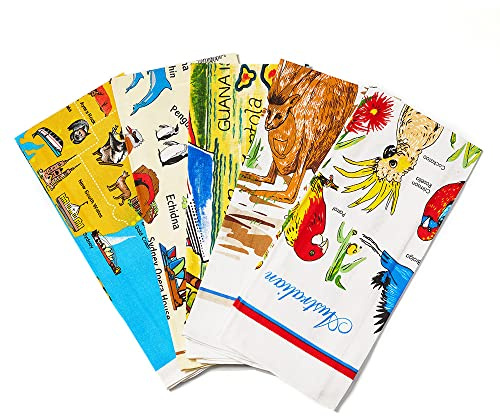 Bedruckte Geschirrtücher, 5 Stück, 100 % Baumwolle, Australien-Stil, 48 x 80 cm, bedruckt, für Küche, Couch, Esstisch, Nachmittagstee (zufällige Muster)