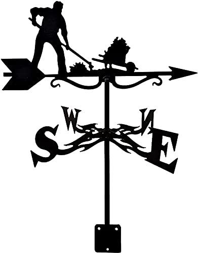 Girouette Girouette Jardinier Girouette Girouette en Acier Inoxydable Durable Scène De Ferme Indicateur De Vent Noir Satin pour Cour Jardin Extérieur