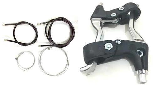 AARNAV 1 Pair Bicycle Brake Levers Hand Brakes Universal Cycling Brake Lever Handles Handlebar Aluminum Alloy Brake Lever and Cables for MTB Mountain Bike Road (Silver Alloy Lever Set With Cables Set)