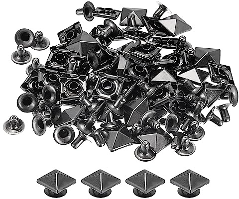 sourcing map 50 Sets Quadratische Nieten Stachel Niete 10mm DIY Metall Leder Spike Nieten für leder Punk Pyramid Nieten Ledercraft Dekoration für Bekleidung Gürtel Taschen Schuhe Rotguss