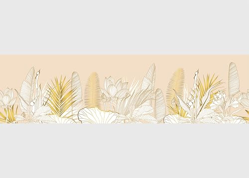 AG Design Bordura Autoadesiva Applique Dorate, AWB 8290 | Decorazione Impermeabile per Pareti, Mobili, Carte da Parati, Rivestimenti Murali e Porte, Pellicola | Larghezza 500 cm x Altezza 13,8 cm