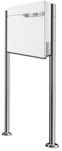 Metzler® Standbriefkasten mit Zeitungsfach und Edelstahl-Namensschild in Weiß RAL 9016 witterungsbeständig UV-stabil inkl. Ständer 120 cm individuell gravierbar Maße 37 x 37 x 10,5 cm