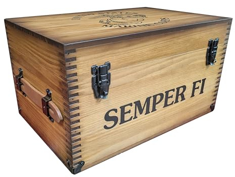 VINTAGE EDITIONS MARINE WOODEN KEEPSAKE CHEST BOX, ANTIQUE BROWN