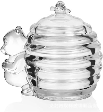 MXMZSRTH Honigglas Kreatives transparentes Glas-Honigglas mit Griff, Bonbonglas, Aufbewahrungsglas for Zuhause, Honigtopf mit Deckel