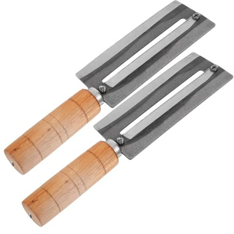 PRETYZOOM Éplucheur de Fruits en Acier au Carbone Manche Bois, Lot 2