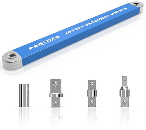 totpuc 1 Pack 15.4 Inch Offset Extension Wrench Multi-Purpose Tension Extension Wrench Set with 1/2 inch, 1/4 inch, 3/8 inch Square Drive Adapters for Handling Repair Equipment