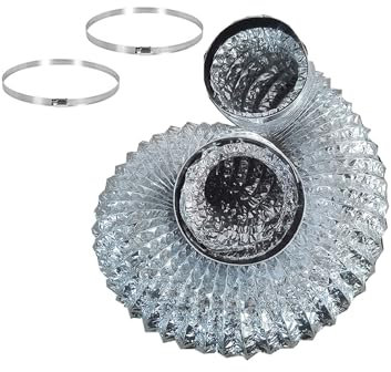 Abluftschlauch Alurohr Lüftungsschlauch Aus Aluminium Aluflexschlauch Mit 2 Schlauchschellen Für Klimaanlage Lüftung Und Klimatisierung 80/100/120/150/160/170/180/200/250/300mm(2m,250mm)