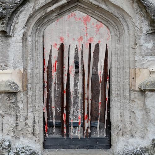 NEERIX 3 Stück Halloween Türvorhang,Deko Vorhang für Halloween,Blutiger Horror Vorhang für Innen/Außen,deko Häuser,Garten,Spukhaus & Party Gruseliger Stoff mit Blutflecken(76cmx183cm)
