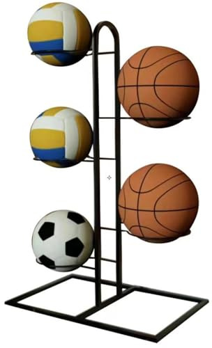 Generisk vertikal kullagerhylla, basketförvaringshylla | 5-stegs fotbollshållare | sportutrustning, basketarrangör-stativ, sportbollsorganisatör-ställ, basketställ för sovrum, garage, svart, se