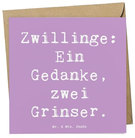Mr. & Mrs. Panda Glückwunschkarte Spruch Zwillingsgeschwister Grinser - Geschenk, Zwillinge, anlasskarte, Klappkarte, Gedanken teilen, faltkarte, Familie, Familienmitglieder, Grußkarte, Verbindung
