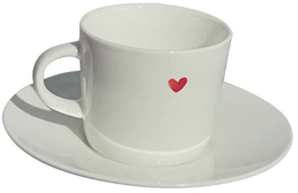 MAGICLULU Tazza in Ceramica Bianca da 70ml con Piattino per Caffè Latte, Design Classico Elegante, Uso Prolungato e Stabile, per Casa e Ufficio