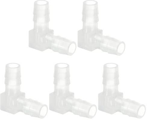 PATIKIL 0,31 Raccord en Plastique coudé à 90 degrés pour Tuyau barbelé,Lot de 5 Raccords en L à barbelé connecteur de jonction égal à 2 Voies pour Raccord de Tuyau pour Aquarium,Liquide