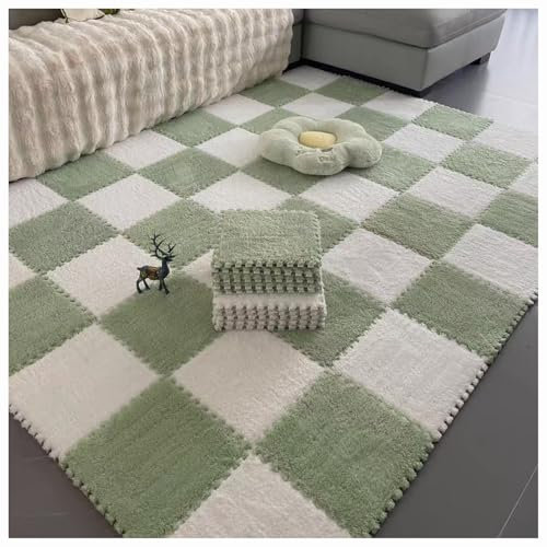 CZQGLYM 10Pcs Plush Puzzle Carpet Shaggy Tappetino da Gioco Puzzle Tappeti Morbidi per Arrampicata Morbidi, Tagliabili, Antiscivolo, Ad Incastro per Parlor Bedroom (Typ-8,30 * 30 * 1.0CM)