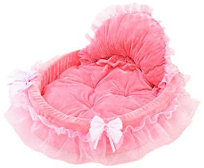 Haustierhund und Katzenbett kleine Hund selbstwärme Innenpulpe Prinzessin Bogen Spitzen Herz Elegant süßes Bett Hund Haus Haustier Erwärmung Bett (rosa), kleiner Hund, selbstgewärmtes Zimmer, Haustie